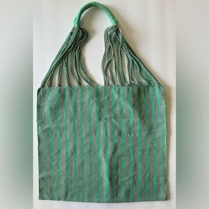gray & mint green South American tote